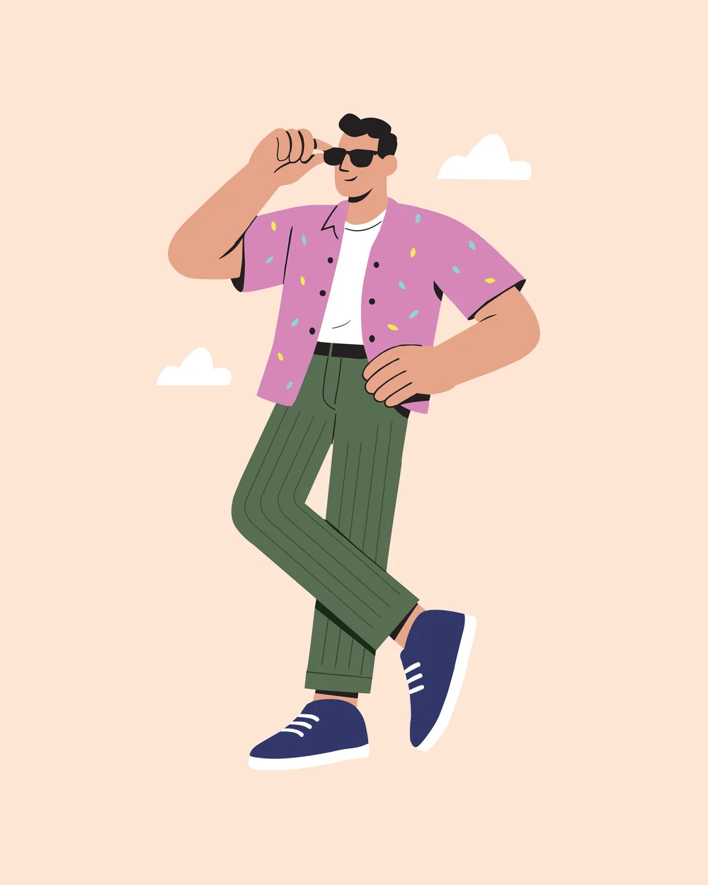 Illustration : un homme souriant, détendu