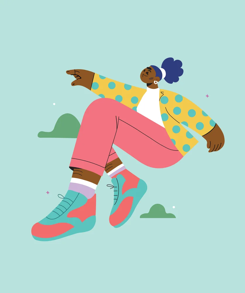 Illustration : une adolescente saute de joie